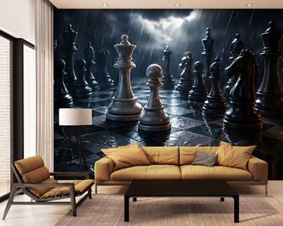 3D-schaakstukken-behang