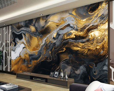 Gold Zwart Wit Marmeren Behang 