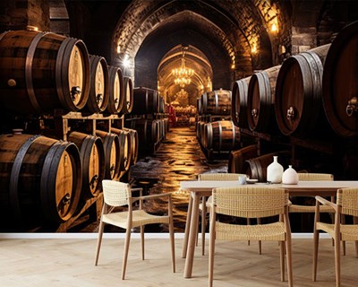 Wijnkelder-thema behang