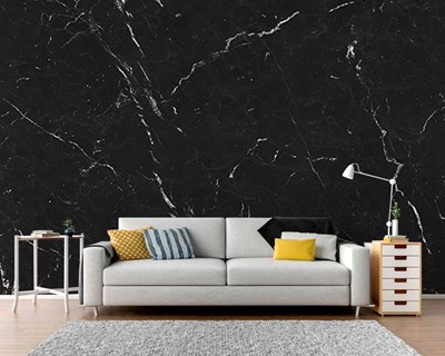 Zwart gemarmerd behang met aders 
