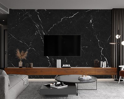 Zwart gemarmerd behang met aders 