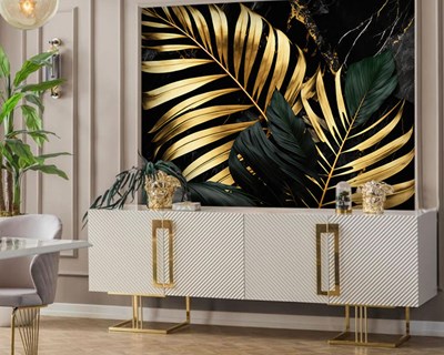 Gouden palmblad behang 