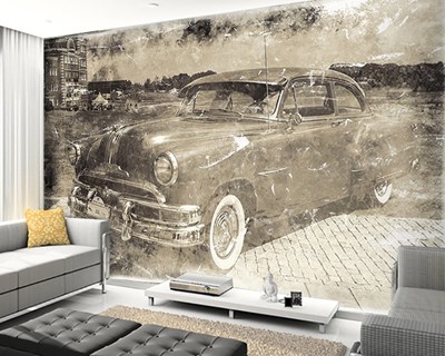 Verouderd effect klassieke auto behang
