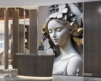 3D Vlinder Vrouw Beeld Wandbehang