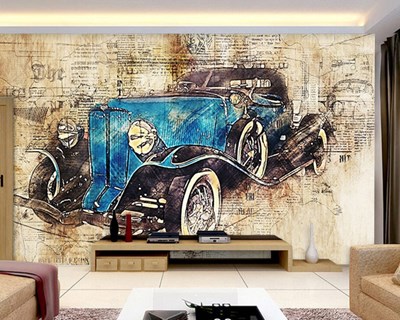 Vintage klassieke auto-thema behang