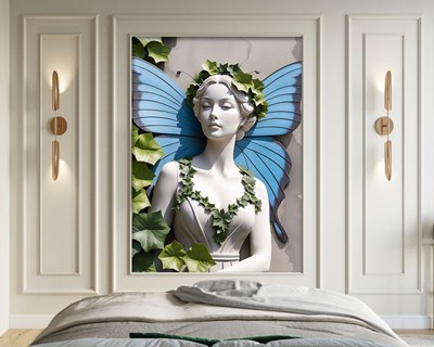 Blauwgevleugelde fee-standbeeldbehang