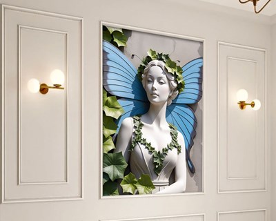 Blauwgevleugelde fee-standbeeldbehang