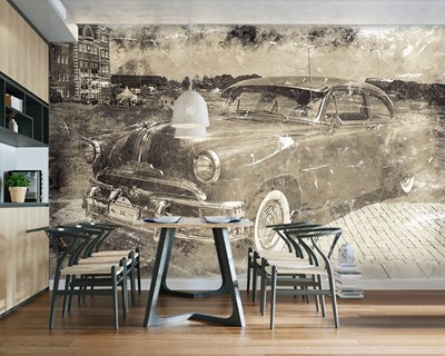 Verouderd effect klassieke auto behang