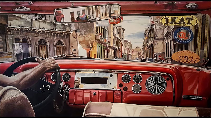 Nostalgisch rood taxi-thema behang