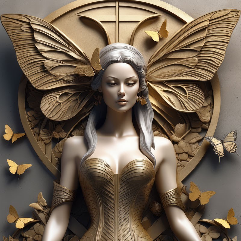 Gouden vlinder vrouw beeldenbehang