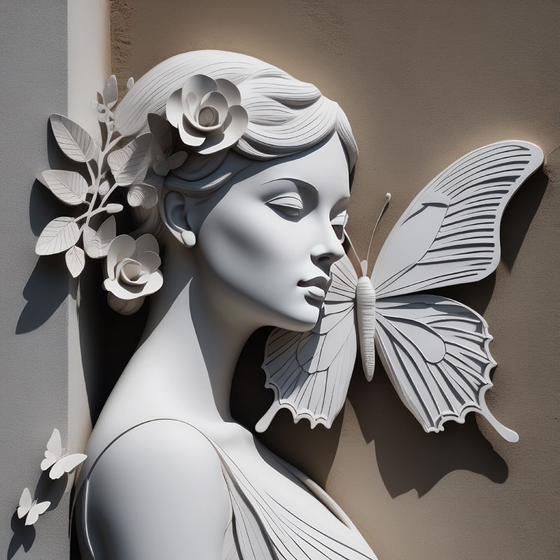 Vlinder Vrouw Beeld Wandbehang