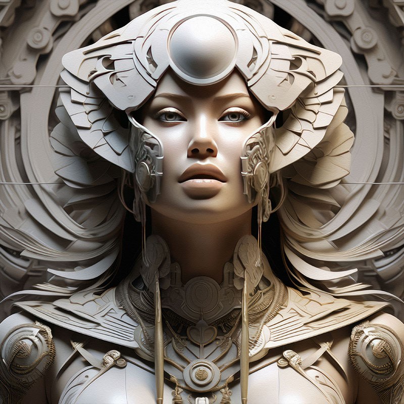 3D Mythologische vrouwensculptuur als thema voor behang