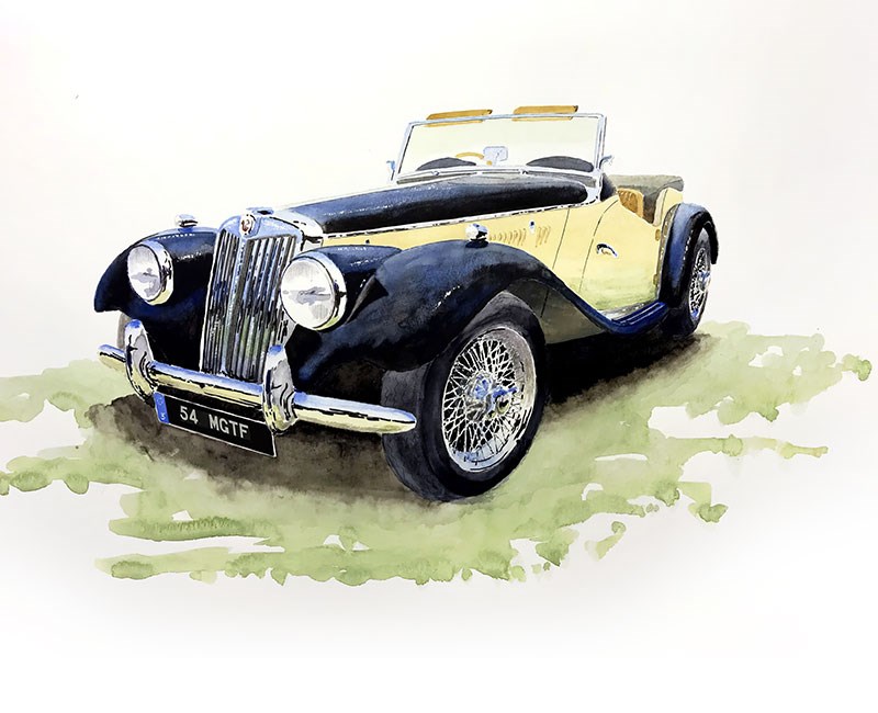 Engelse Roadster Auto-Thema Behang