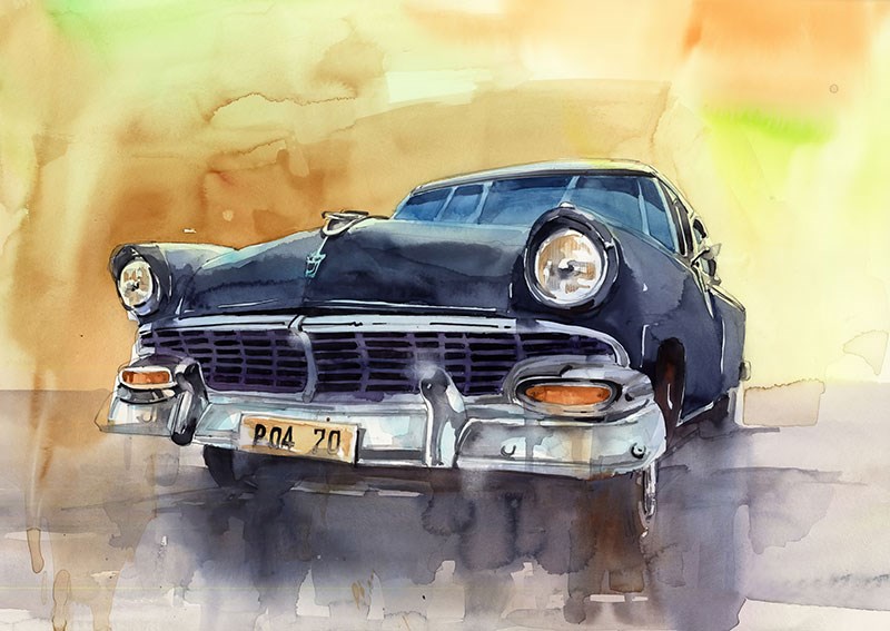 Retro-stijl Amerikaanse auto behang