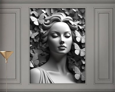 Vlinder en vrouwenbeeltenis muurbehang