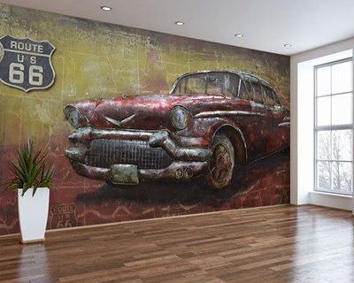 Route 66-thema klassieke auto behang