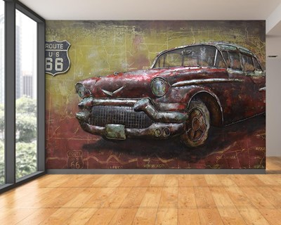 Route 66-thema klassieke auto behang