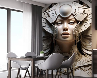 3D Mythologische vrouwensculptuur als thema voor behang