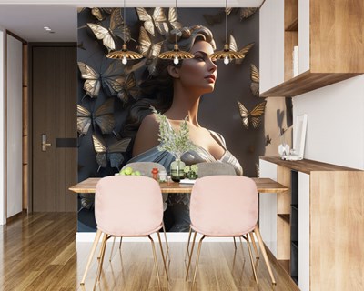 Vlindergodin beeld wandbehang