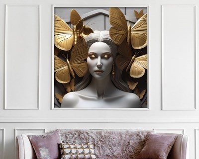 3D Gold Vrouwenbeeld muurbehang