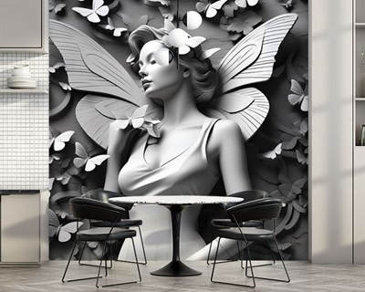 3D Vlinder Vleugels Vrouw Beeld Wandbehang