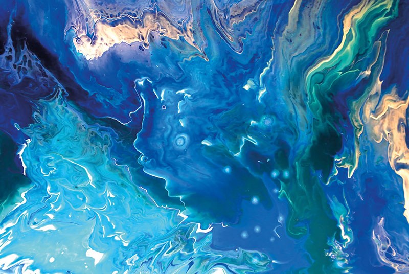 Levendig blauw marmerpatroon behang 