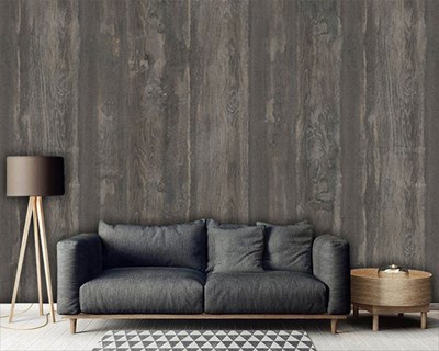 Donkere houten textuur vloerbehang 