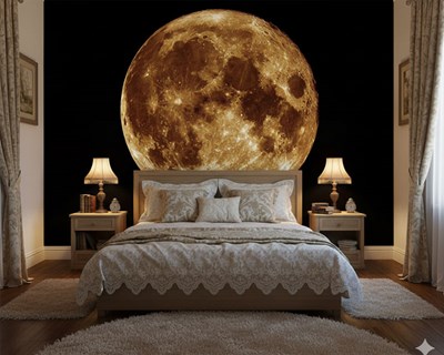 Realistische wallpaper met uitzicht op de volle maan