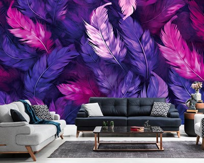 Roze paarse vogelverenbehang