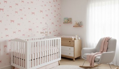 Roze strikjespatroon behang