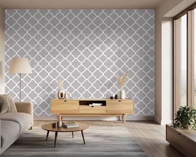 Wit patroon op grijze achtergrond behang