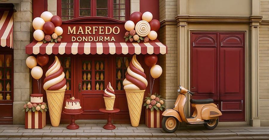 3D-ijssalon-thema behang