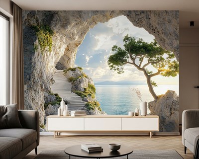 Trap naar de zee behang