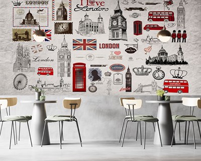 Londen Symbolen Thema Behang