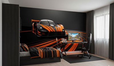 3D-raceauto-behang met afbeeldingen