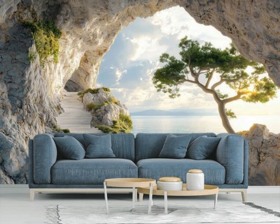 Trap naar de zee behang