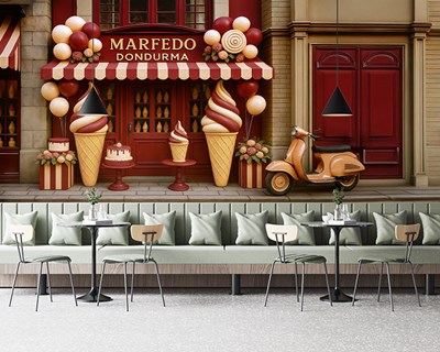 3D-ijssalon-thema behang