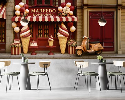 3D-ijssalon-thema behang