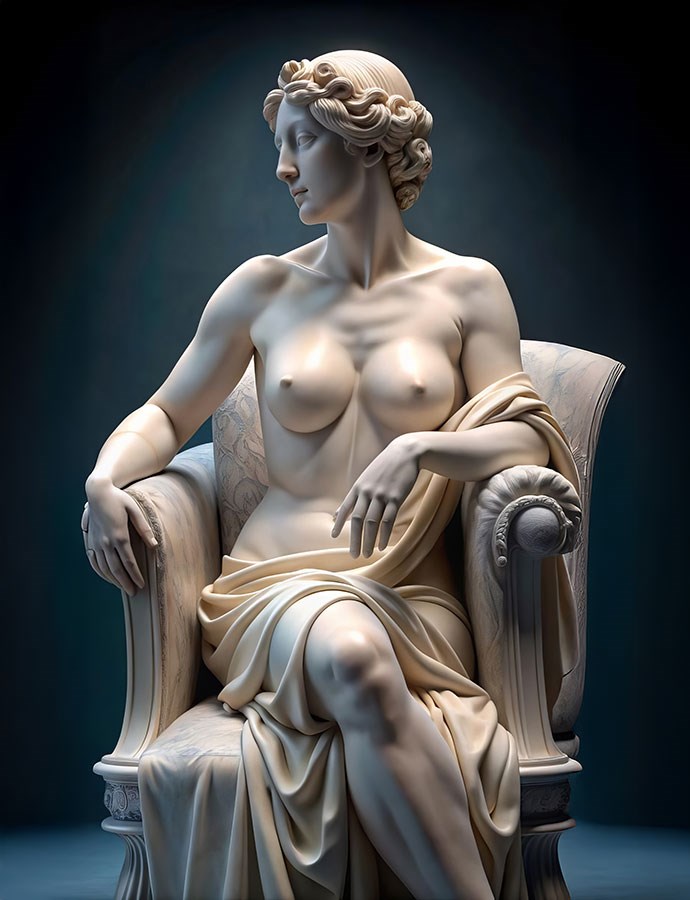 Behang met het thema 'Vrouw op een stoel'