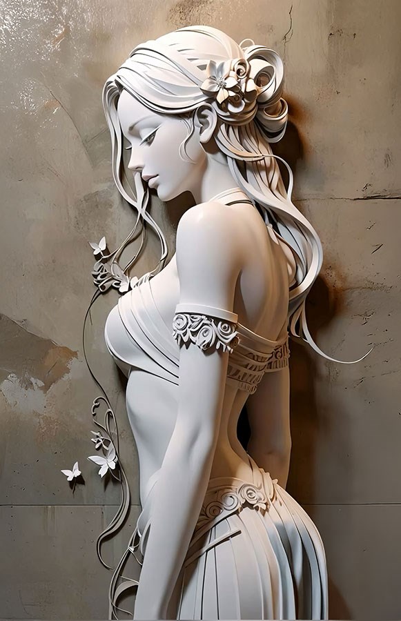 3D reliëf vrouwelijk beeld thema behang