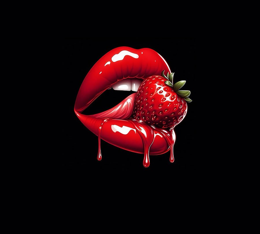 Aardbei Rood Lip Afbeelding Behang