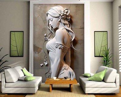 3D reliëf vrouwelijk beeld thema behang