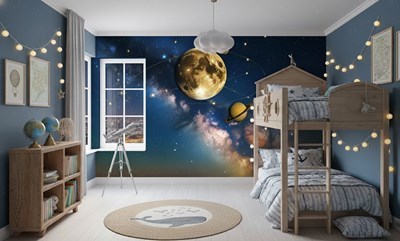 Behang met ruimtevaartmotief 