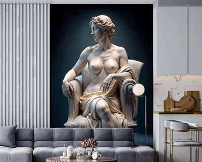 Behang met het thema 'Vrouw op een stoel'