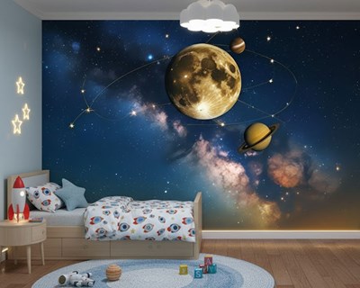 Behang met ruimtevaartmotief 