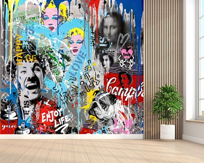 Wereldiconen Graffitikunst Behang