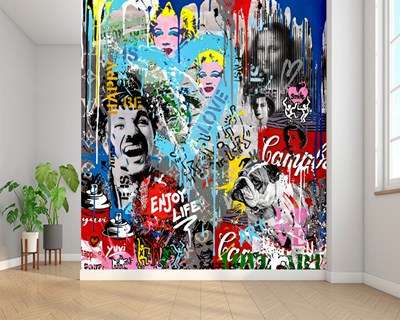 Wereldiconen Graffitikunst Behang