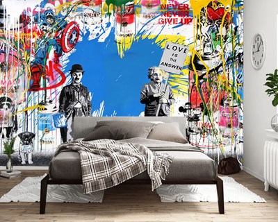 Kleurrijke graffitikunstbehang