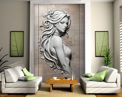 3D reliëf portret van een vrouw behang