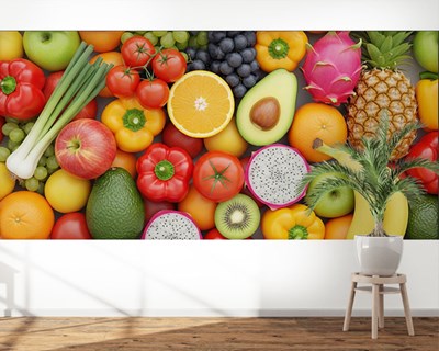 Kleurrijke groenten en fruit behang